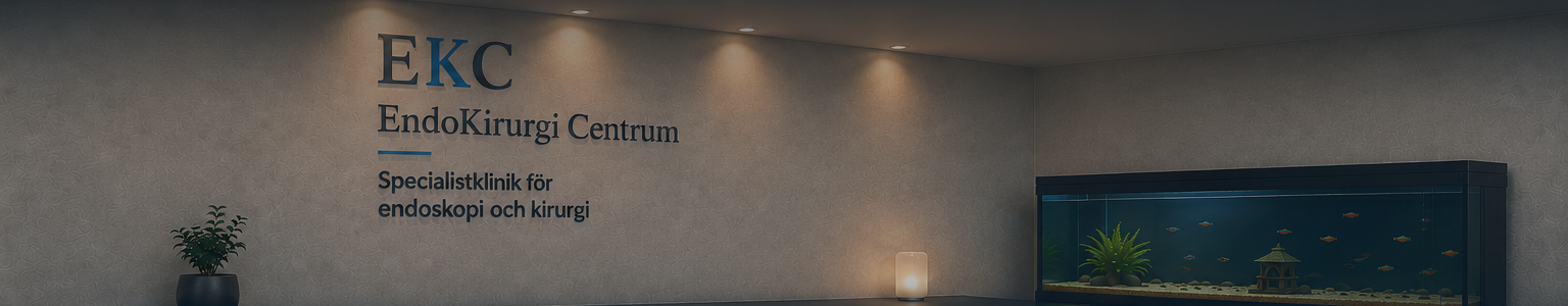 Receptionen på EndoKirurgi Centrum Malmö med EKC-skylt